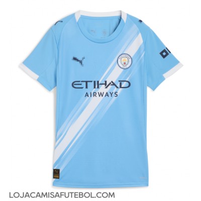 Camisa de Futebol Manchester City Erling Haaland #9 Equipamento Principal Mulheres 2025-26 Manga Curta Camisa de Futebol Manchester City Erling Haaland #9 Equipamento Principal Mulheres 2025-26 Manga Curta